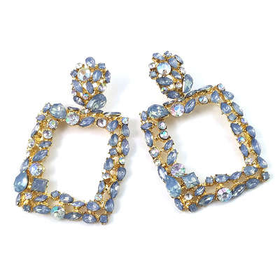 Large square crystal earrings