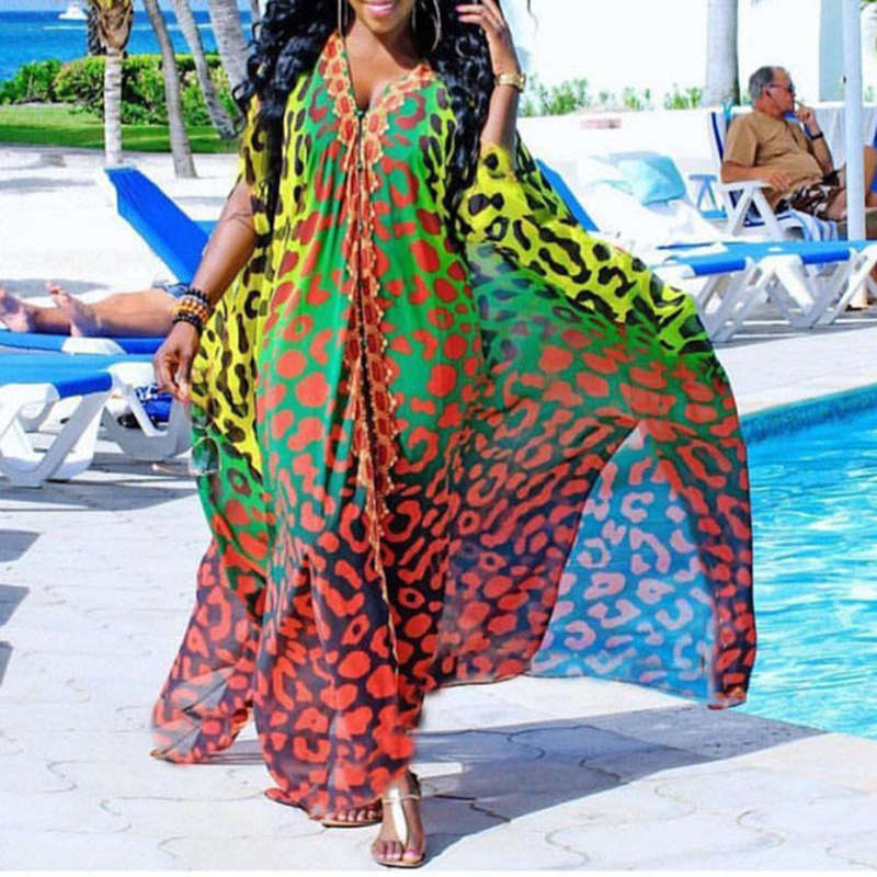 Summer floral beach kaftan dress