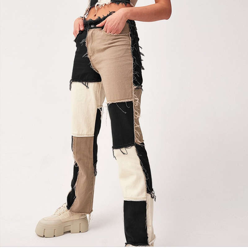 Heritage patchwork contrast colour denim jeans