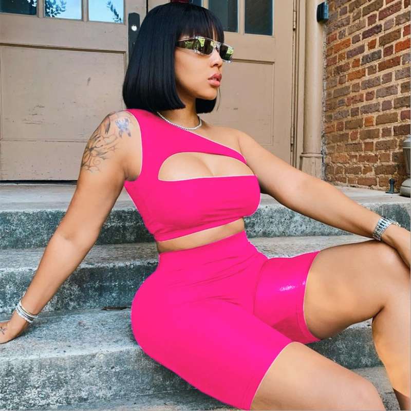 Casual sports crop top two piece set