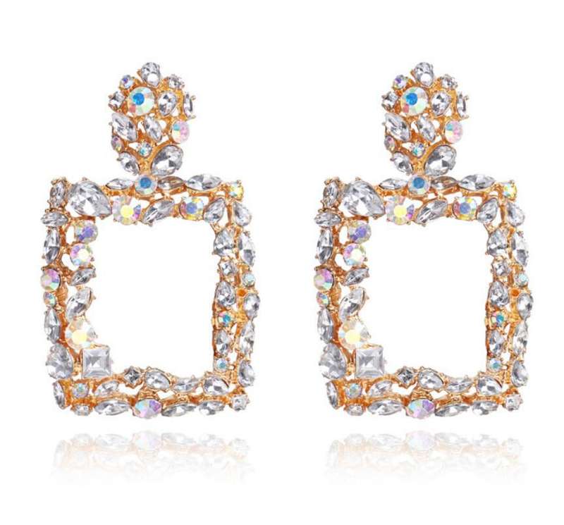 Large square crystal earrings