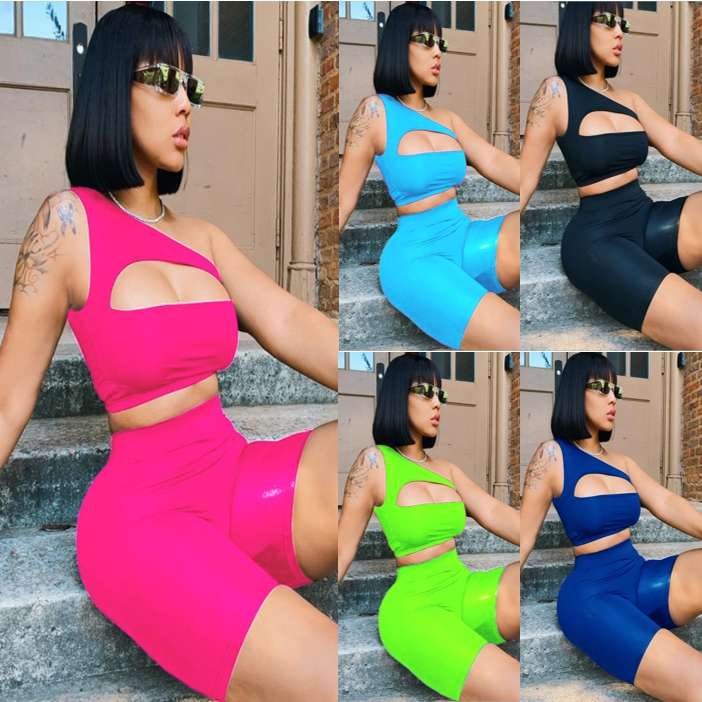 Casual sports crop top two piece set