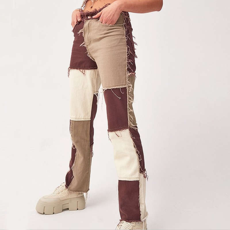Heritage patchwork contrast colour denim jeans