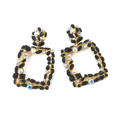 Large square crystal earrings