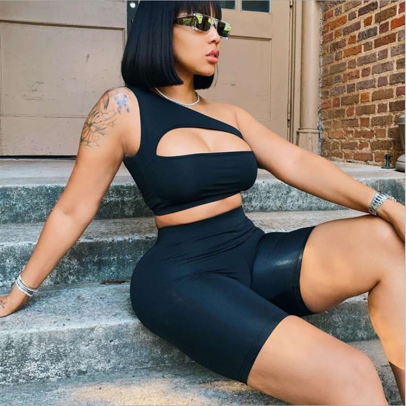 Casual sports crop top two piece set
