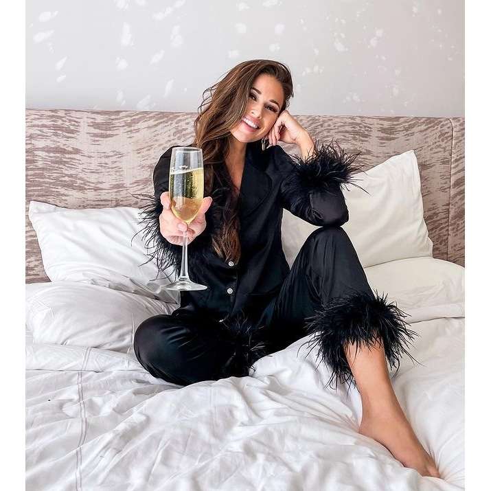 Ladies Feather Fringe Two-piece Loungewear