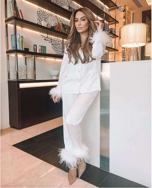 Ladies Feather Fringe Two-piece Loungewear