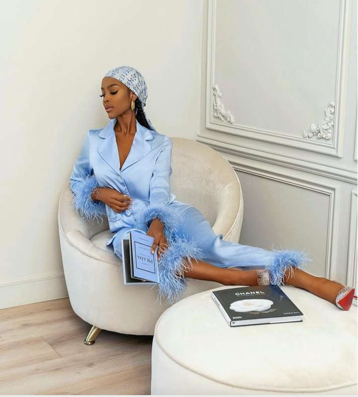 Ladies Feather Fringe Two-piece Loungewear