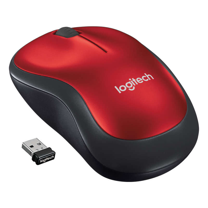 LOGITECH M185 WIRELESS OPTICAL MOUSE, RED