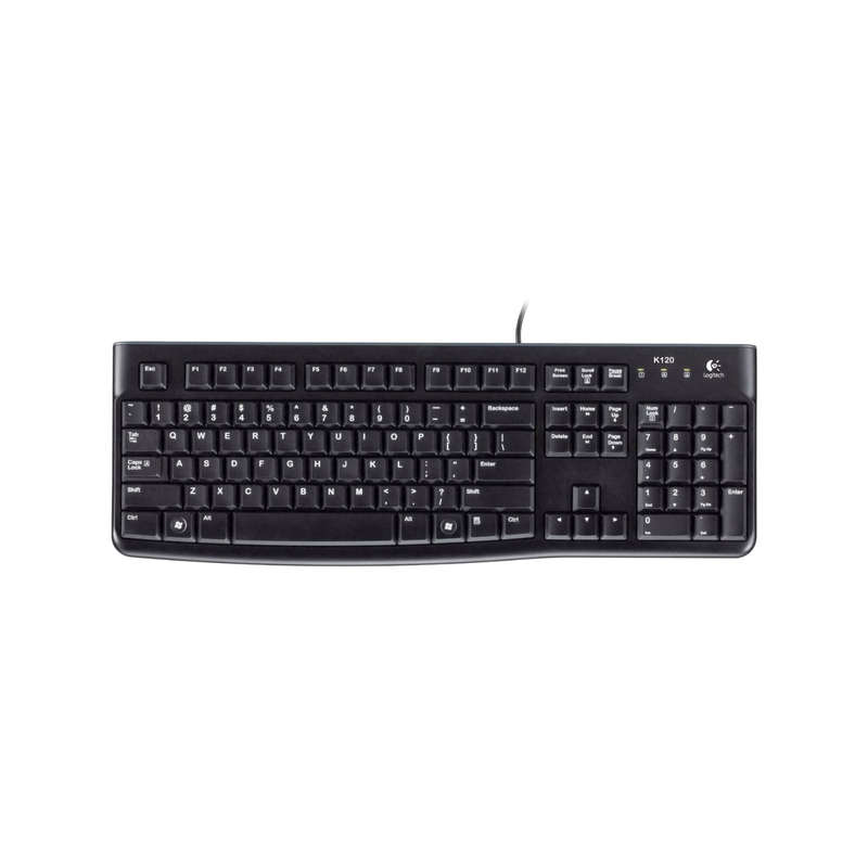 920-002508 - LOGI K120 Corded Keyboard plug and play USB connection spill resist.