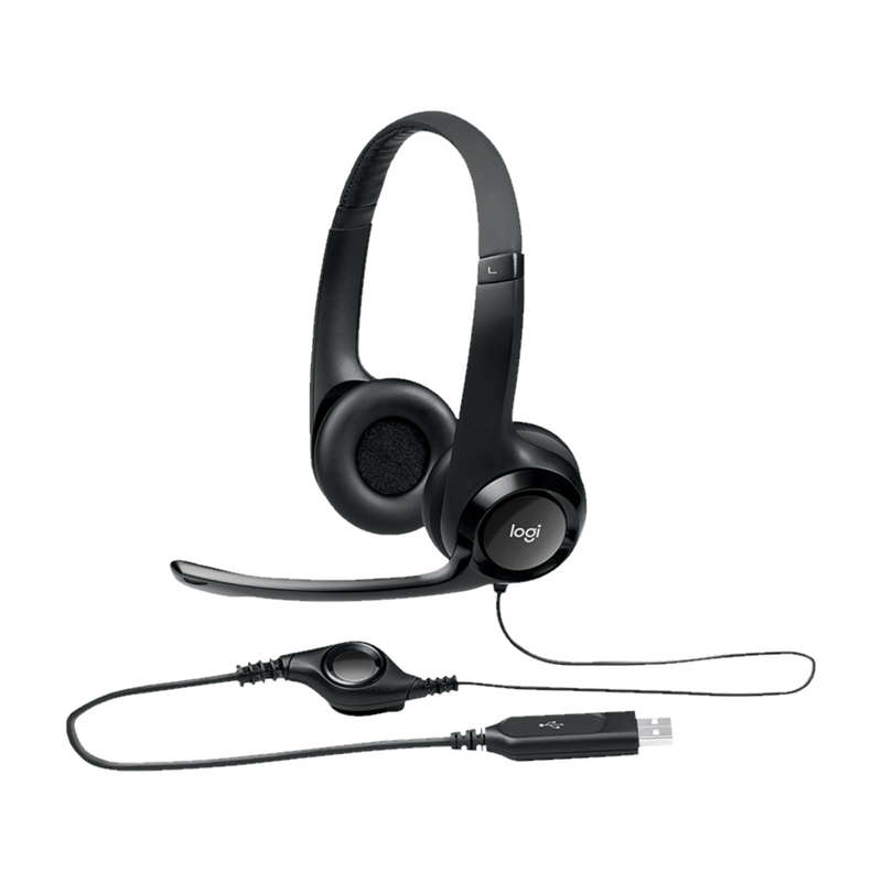 LOGITECH H390 USB COMPUTER HEADSET WITH NOISE CANCELING MIC, BLACK