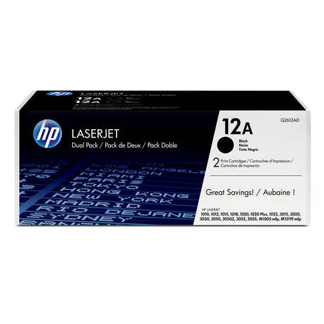 HP 12A 2-pack Black Original LaserJet Toner Cartridges