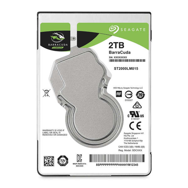 Seagate Barracuda 2TB; 2.5'' Notebook drive; SATA 6GB/s; RPM 5400; 128MB Cache; 7mm