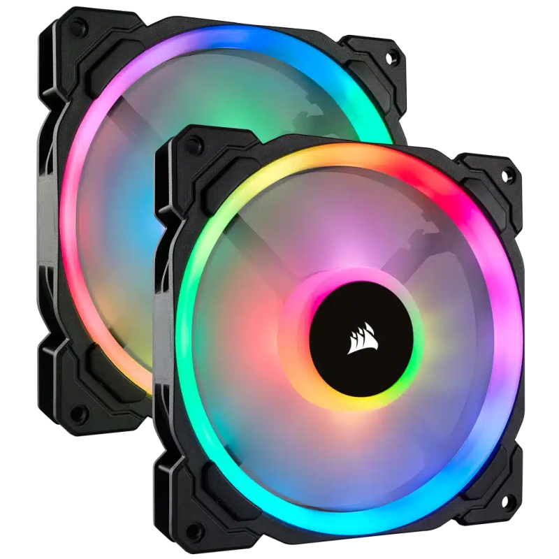 Corsair LL140 RGB 140mm Dual Light Loop RGB LED PWM 600 - 1300 RPM Cooling Fan  2 Fan Pack wit...