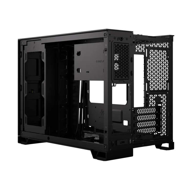 2500D Airflow Black Mid-Tower Dual Chamber PC Case; 2x 3.5'' |  2x 2.5'' Drive Bays; Up to 360mm ...