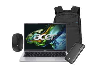 Acer 14 Core i3-N300 8GB/512GB W11H - Silver + Bag, Mouse and Powerbank