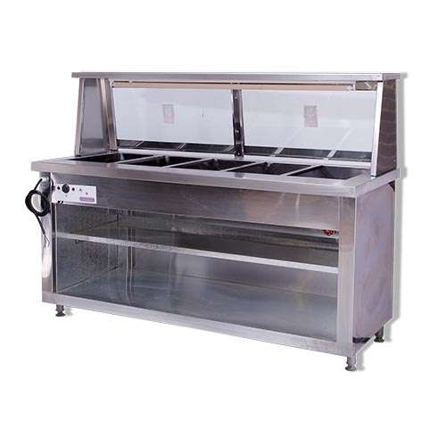 5 Divison Electric Bain Marie With Sneeze Guard (Floor Standing)