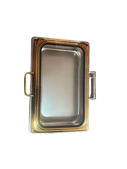 Gold Rectangular Chafing Dish - With Large Glass Display Window