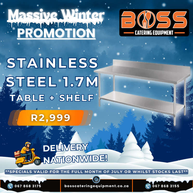 1700mm Stainless Steel Table + UNDERSHELF *WINTER SPECIAL*