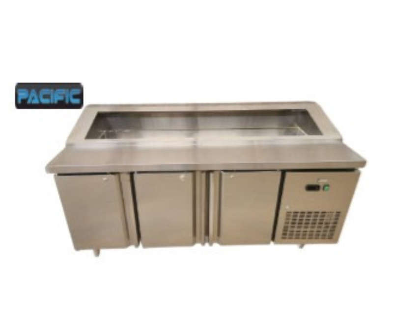 PACIFIC Underbar Cooler 3 Door - Steel Doors - Pizza Top