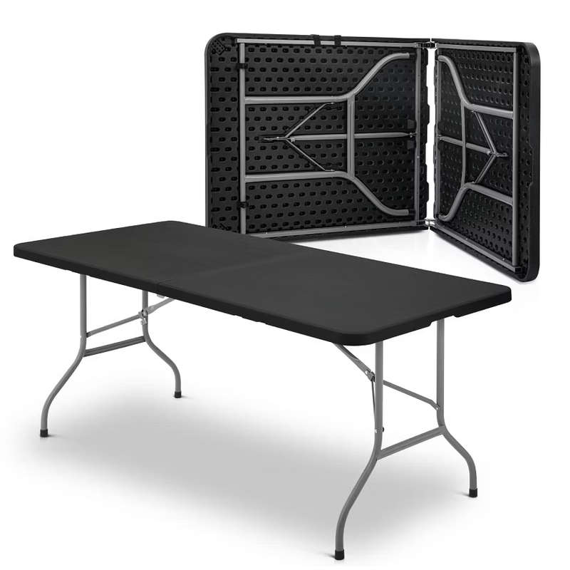 Black Plastic Folding Table 1800mm