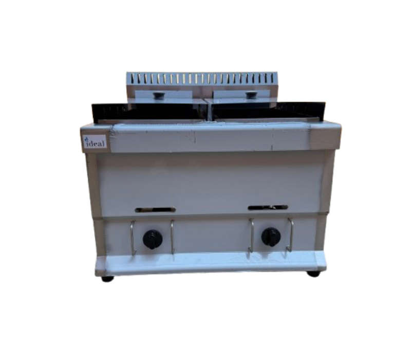 Double Gas Fryer (2X12.5LT) With Baskets + Lids - Countertop
