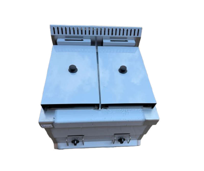 Double Gas Fryer (2X12.5LT) With Baskets + Lids - Countertop