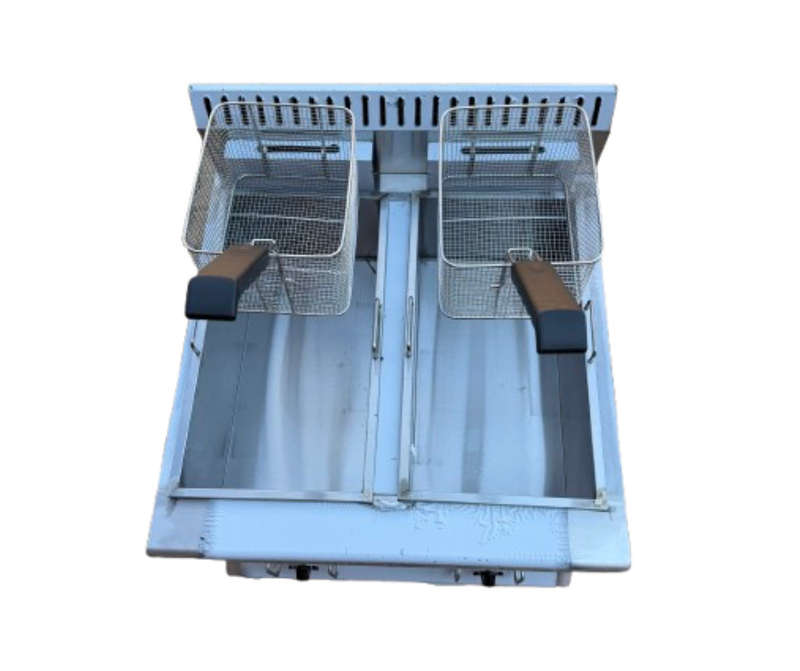 Double Gas Fryer (2X12.5LT) With Baskets + Lids - Countertop