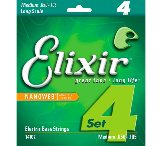 Elixir Nanoweb Medium Long Scale 50-105 4-String Bass Strings