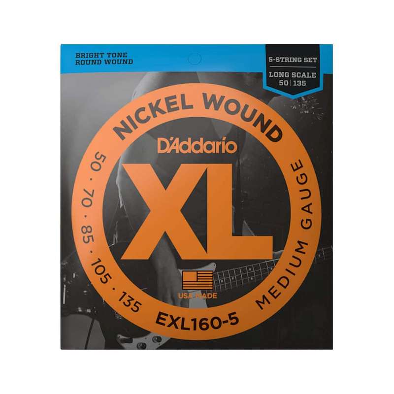 D'Addario EXL160-5 Long Scale 5-String Bass Guitar Strings (50-135)