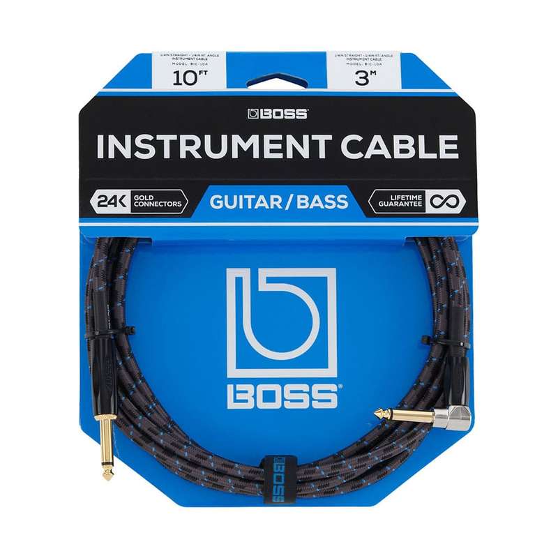 Boss BIC-10A - 3m Straight to Right Angled Instrument Cable
