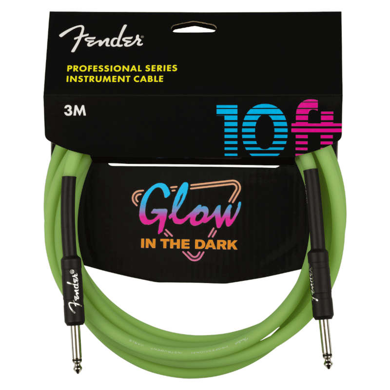 Fender Professional Series Glow in the Dark Instrument Cable  3m  Green