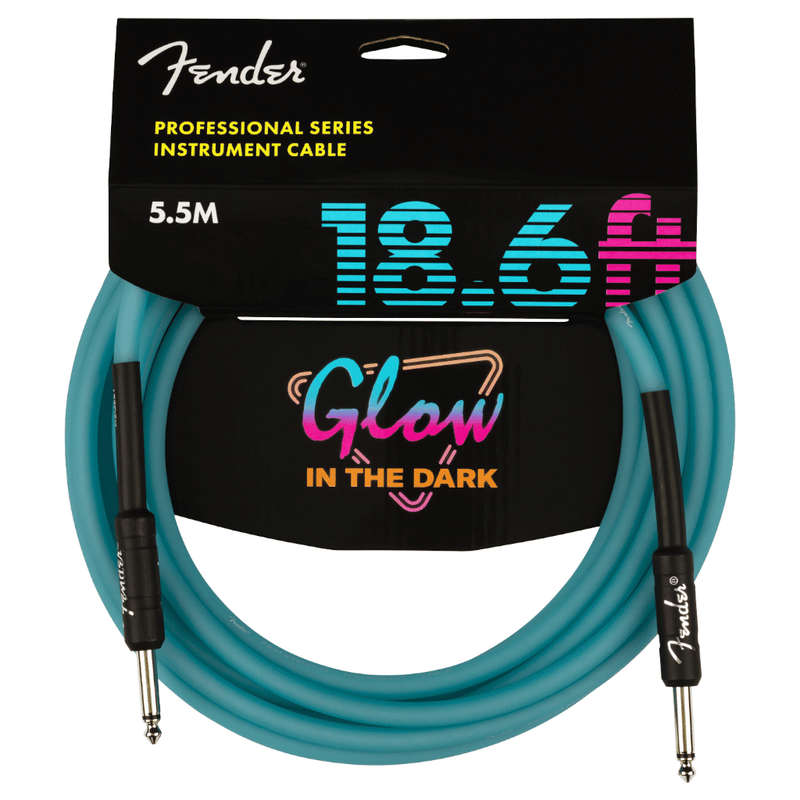 Fender Professional Series Glow in the Dark Instrument Cable - 5.5m - Blue