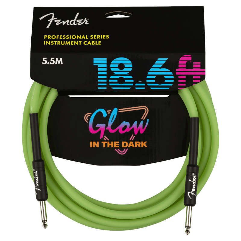 Fender Professional Series Glow in the Dark Instrument Cable  5.5m  Green