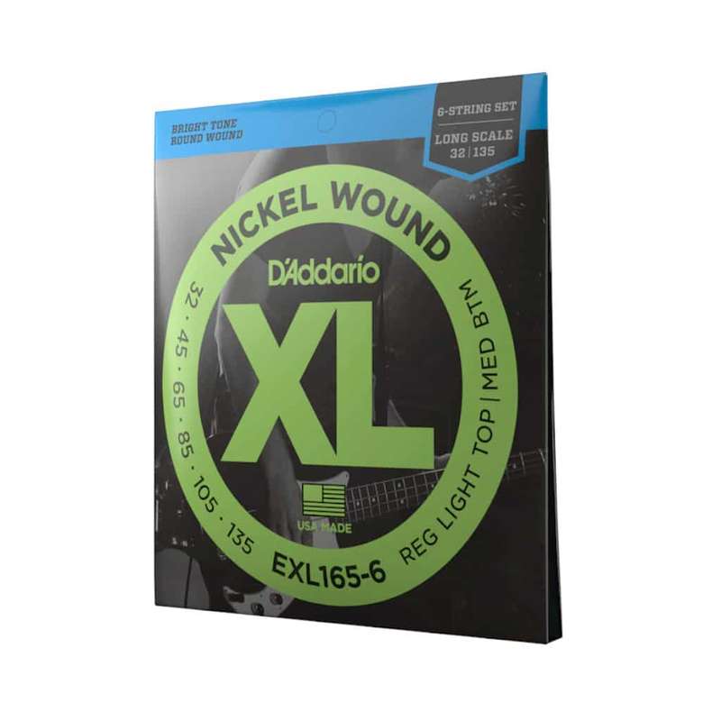 D'Addario EXL165-6 Custom Light 6-string Long Scale Bass Guitar Strings (32-135)