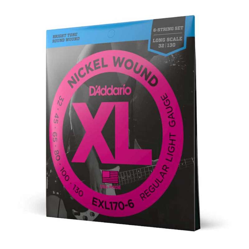 D'Addario EXL170-6 Regular Light 6-string Long Scale Bass Guitar Strings (32-130)