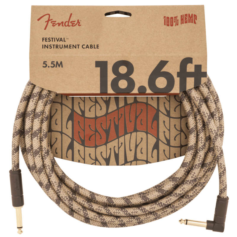 Fender Festival Series Hemp Instrument Cables - Brown Stripe - 18.6' (5.5m)