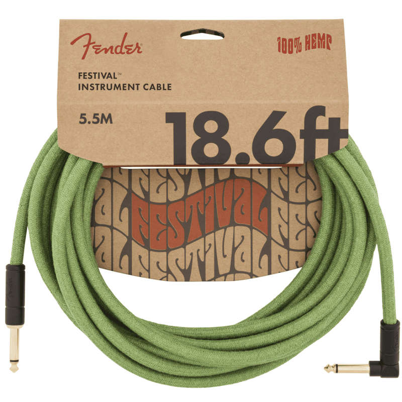 Fender Festival Series Hemp Instrument Cables - Pure Green - 18.6' (5.5m)