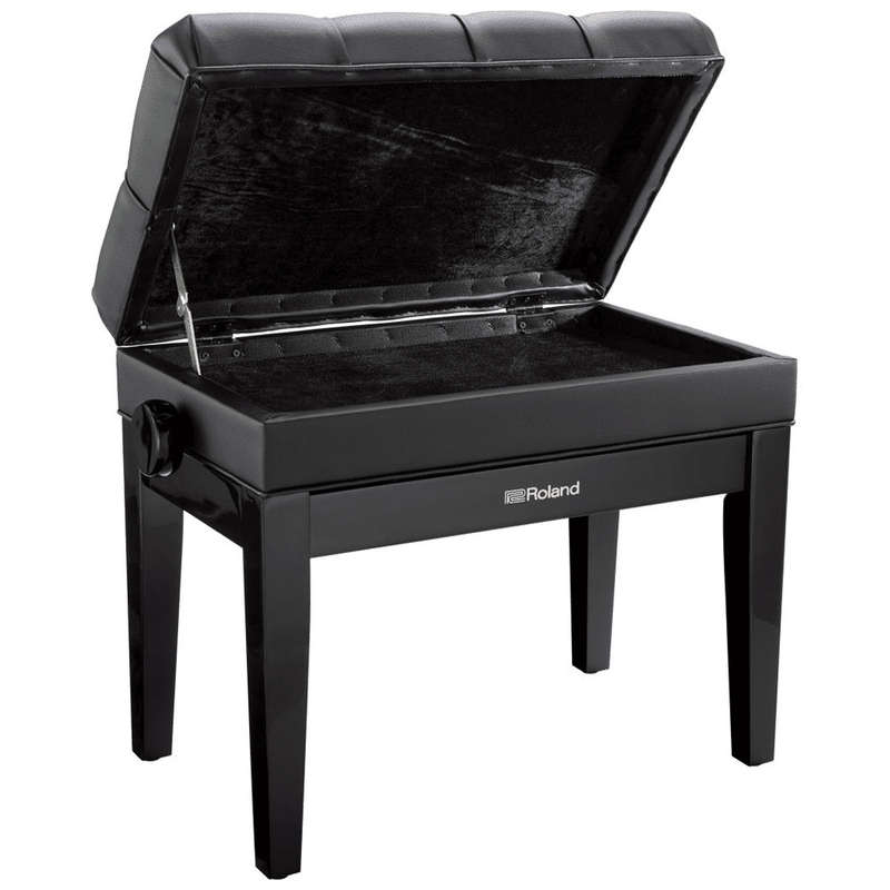Roland RPB-500 Adjustable-Height Piano Bench with Storage Compartment - Polished Ebony