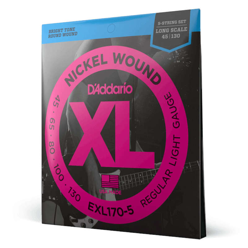 D'Addario EXL1705 Long Scale 5-String Bass Guitar Strings - (45-130)