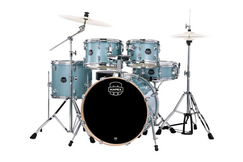 Mapex Venus VE5044FTVJ 5-Piece Fusion Drum Kit (Excludes Cymbals) - Aqua Blue Sparkle