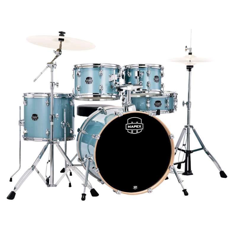 Mapex Venus VE5044FTVJ 5-Piece Fusion Drum Kit (Excludes Cymbals) - Aqua Blue Sparkle