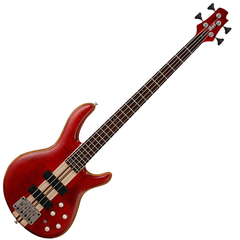 Cort A4 Plus FMMH 4-Strng Bass Guitar - Open Pore Black Cherry