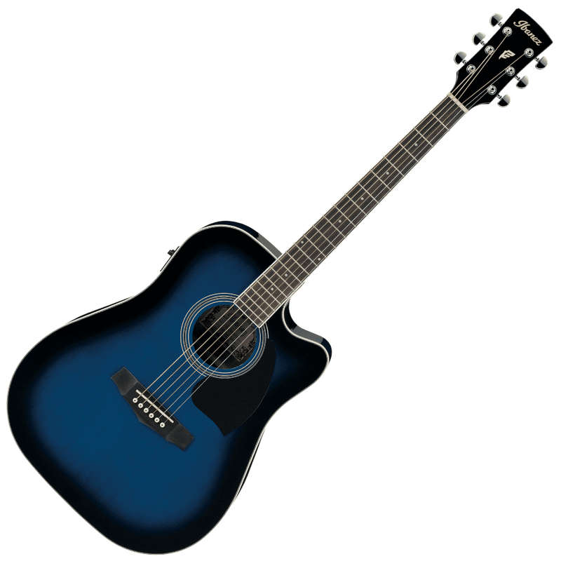 Ibanez PF15ECE Performance Series Acoustic/Electric Guitar  Transparent Blue Sunburst
