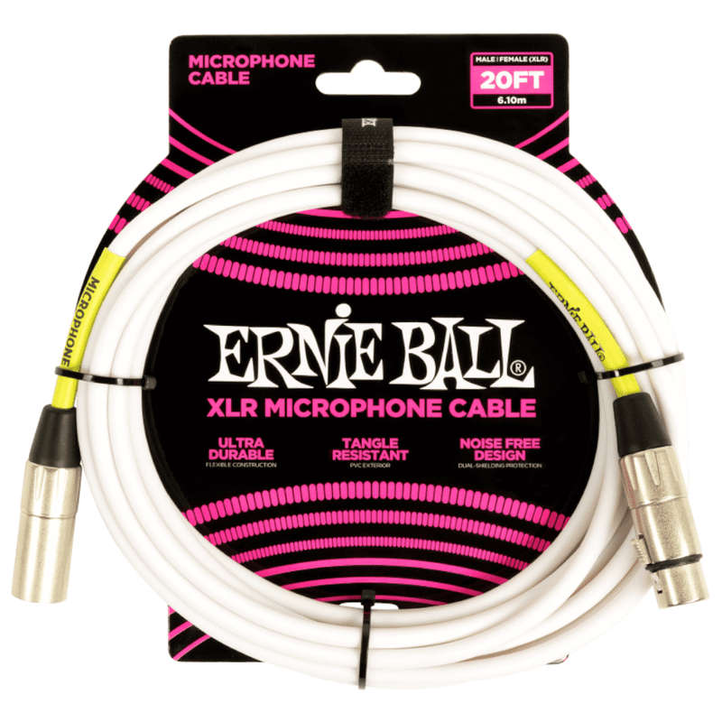 Ernie Ball Male/Female XLR Mic Cable  White - 6.1m