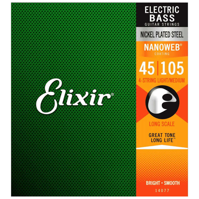 Elixir Nanoweb 4-String Medium/Long Scale Electric Bass Strings - (45-105)