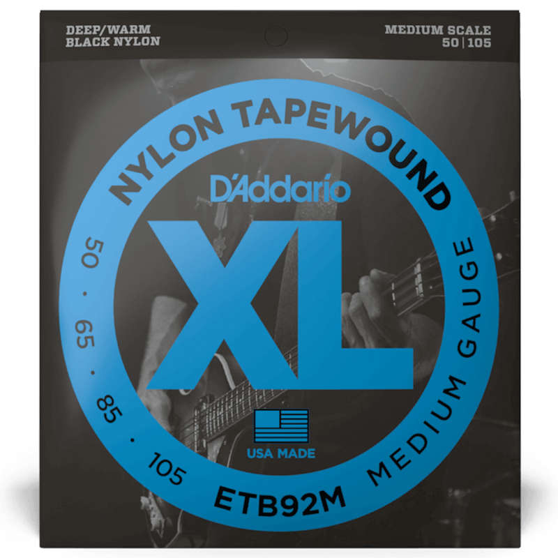 D'addario Medium-Scale Nylon Tapewound 4-String Bass Guitar Strings - (50-105)