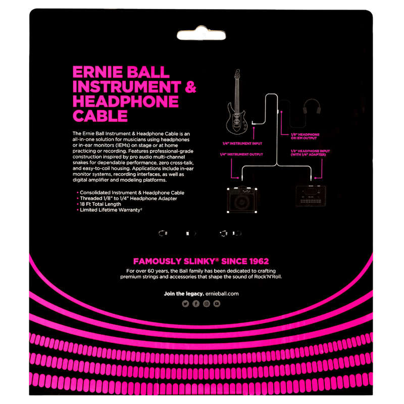 Ernie Ball Instrument + Headphone Combo Cable