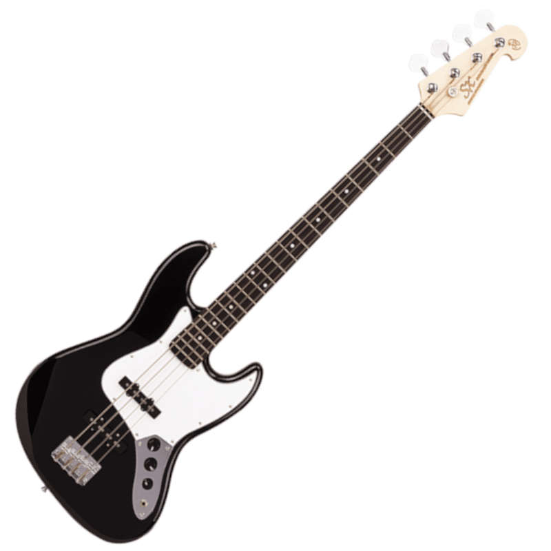 SX SB1-SK 4-String Bass Guitar and BA1565 15 Watt Bass Amp - Black