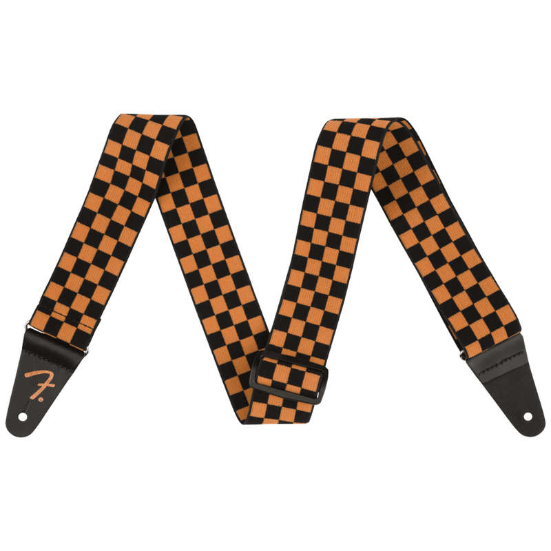 Fender Limited Edition 2" WeighLess Checker Strap - Orange and Black